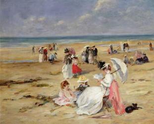 Beach at Courseulles (oil on panel) | Obraz na stenu