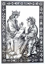Solomon and Marcoul, illustration from 'Science and Literature in the Middle Ages and Renaissance', written and engraved by Paul Lacroix, 1878 (engraving) (b/w photo) | Obraz na stenu