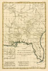 Louisiana and Florida, from 'Atlas de Toutes les Parties Connues du Globe Terrestre' by Guillaume Raynal (1713-96), published J L Pellet, Geneva, 1780 (coloured engraving) | Obraz na stenu