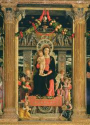 Virgin and Child with Angels, central panel from the Altarpiece of St. Zeno of Verona, 1456-60 (oil on panel) (detail of 214237) | Obraz na stenu