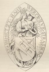 Seal of the Masons of Strasbourg, 1524, from 'The History of Freemasonry, volume II', published by Thomas C. Jack, London, 1883 (litho) | Obraz na stenu
