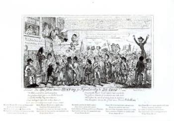 The Spa Fields Orator Hunt-ing for Popularity to Do-Good!!, pub. by J. Sidebotham, 1817 (etching) (b&w photo) | Obraz na stenu