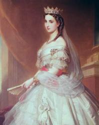 Portrait of Charlotte of Saxe-Cobourg-Gotha (1840-1927) Princess of Belgium and Empress of Mexico (oil on canvas) | Obraz na stenu