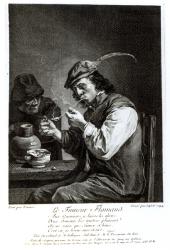 The Flemish Smoker, engraved by Francois Bernard Lepicie (1698-1755), 1744 (engraving) (b/w photo) | Obraz na stenu