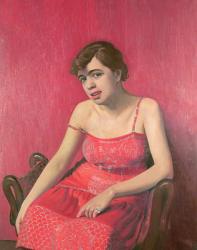 Romanian Woman in a Red Dress, 1925 (oil on canvas) | Obraz na stenu
