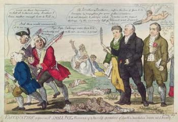 Vaccination against Small Pox or Mercenary and Merciless spreaders of Death and Devastation driven out of society!, 1808 (colour etching) | Obraz na stenu