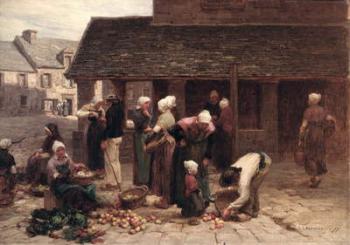 The Market Place of Ploudalmezeau, Brittany, 1877 (oil on canvas) | Obraz na stenu