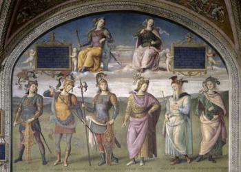 Lunette of Fortune and Temperance, from the Sala dell'Udienza, 1496-1500 (fresco) | Obraz na stenu