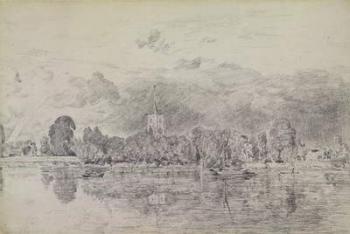 Fulham church from across the River, 1818 (graphite on paper) | Obraz na stenu
