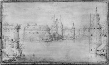Small fortified island, Amsterdam, 1562 (pen & ink on paper) (b/w photo) | Obraz na stenu