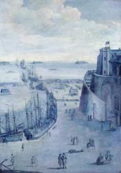 View of the port of Dunkirk and the castle of the Dame de Cassel (oil on canvas) | Obraz na stenu