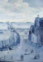 View of the port of Dunkirk and the castle of the Dame de Cassel (oil on canvas) | Obraz na stenu