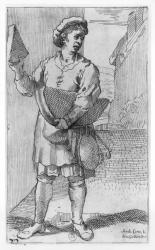 The Parmesan cheese Seller (engraving) (b/w photo) | Obraz na stenu