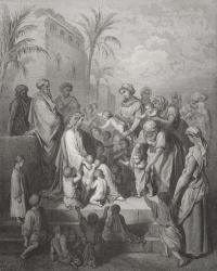 Jesus Blessing the Children, illustration from Dore's 'The Holy Bible', engraved by Pannemaker, 1866 (engraving) | Obraz na stenu