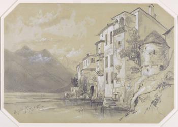 St. Giulio, Orta, 26 September 1837, 1837 (graphite with stump and white gouache on brown wove paper) | Obraz na stenu