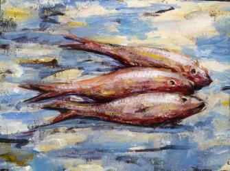 Three Fish (oil on canvas) | Obraz na stenu