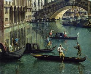 Gondoliers near the Rialto Bridge, Venice (oil on canvas) (detail of 155335) | Obraz na stenu