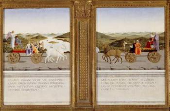 Allegorical triumphs of Federico da Montefeltro, Duke of Urbino and Battista Sforza (oil on panel) | Obraz na stenu