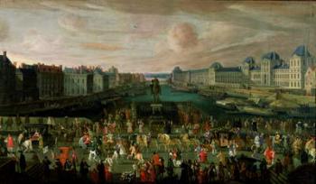 View of the Pont Neuf and the Chateau du Louvre with the Royal Carriage Passing in the Foreground, c.1665-69 (oil on canvas) | Obraz na stenu