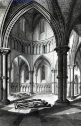 Interior of the Temple Church showing the effigies of the Knights (engraving) 9b/w photo) | Obraz na stenu