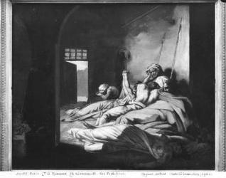 Plague Victims (oil on canvas) (b/w photo) | Obraz na stenu