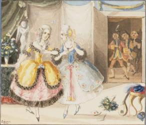 Characters from 'Cosi fan tutte' by Mozart, 1840 (w/c on paper) | Obraz na stenu
