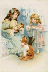 Kitten's Tea Party (chromo litho) | Obraz na stenu