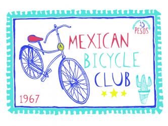 Mexican Bicycle Club, pen and ink, digitally coloured | Obraz na stenu