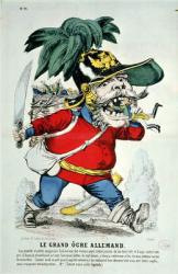 The Giant German Ogre, caricature of Otto von Bismarck (1815-98) (colour litho) | Obraz na stenu