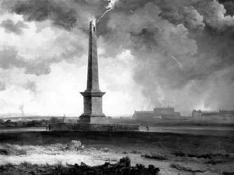 Nelson's Monument Struck by Lightning, c.1810 (litho) | Obraz na stenu