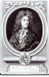 Portrait of Henry Purcell (1659-95), English composer, engraved by R. White, 1695 (engraving) | Obraz na stenu