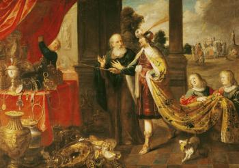 Ahasuerus Showing his Treasure to Mordecai (oil on canvas) | Obraz na stenu