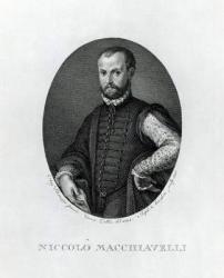 Portrait of Niccolo Machiavelli (1469-1527), engraved by Rafaello Morgan (1758-1833) in 1795 (engraving) (b/w photo) | Obraz na stenu
