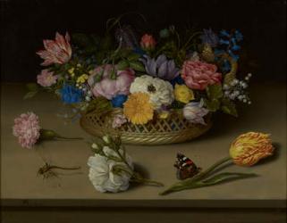 A Still Life of Flowers, a Dragonfly and a Red Admiral, 1614 (oil on copper) | Obraz na stenu