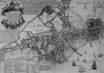 Plan of Boston, New England, 1739 (litho) (b/w photo) | Obraz na stenu