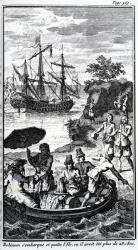 French Illustration for 'Robinson Crusoe' by Daniel Defoe (engraving) | Obraz na stenu