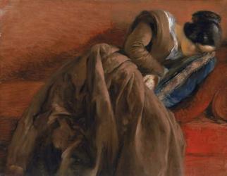 Emilie, the Artist's Sister, Asleep, c.1848 (oil on paper mounted on canvas) | Obraz na stenu