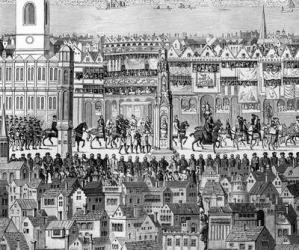 Part of the Coronation Procession of Edward VI (1537-53), 19th February 1547 (engraving) (b/w photo) (see 2916) | Obraz na stenu
