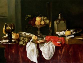 Still Life with lobster (oil on canvas) | Obraz na stenu