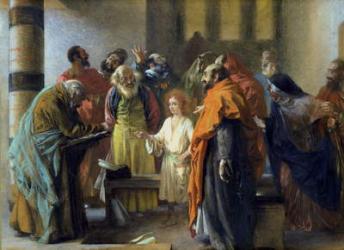 Twelve-year old Jesus in the Temple, 1851 (pastel and gouache on paper) | Obraz na stenu
