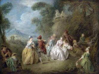 Courtly Scene in a Park, c.1730-35 (oil on canvas) | Obraz na stenu