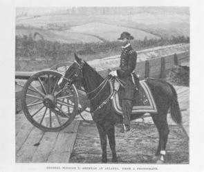 General William Tecumseh Sherman at Atlanta, engraved from a photograph, illustration from 'Battles and Leaders of the Civil War', edited by Robert Underwood Johnson and Clarence Clough Buel (engraving) | Obraz na stenu