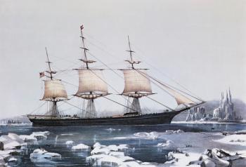 Clipper Ship "Red Jacket" in the ice off Cape Horn on her passage from Australia  to Liverpool, published by Currier & Ives, 1854 (colour litho) | Obraz na stenu