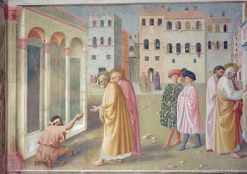 St. Peter healing a cripple, c.1427 (fresco) (detail of 57195) | Obraz na stenu