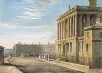 The Royal Crescent, Bath 1820 (colour litho) | Obraz na stenu