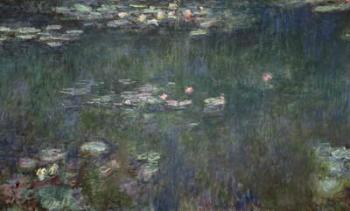 Waterlilies: Green Reflections, 1914-18 (central section) (oil on canvas) (see also 70302 & 56001) | Obraz na stenu