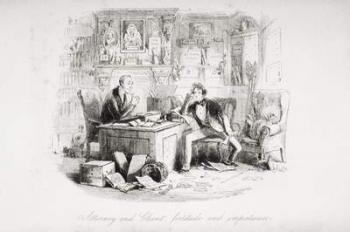 Attorney and Client, fortitude and impatience, illustration from 'Bleak House' by Charles Dickens (1812-70) published 1853 (litho) | Obraz na stenu