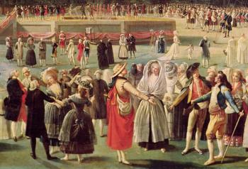 The Ascent of the Montgolfier Balloon at Aranjuez, c.1764 (oil on canvas) (detail of 38558) | Obraz na stenu