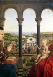 The Rolin Madonna (La Vierge de Chancelier Rolin), detail of the view between the columns, c.1435 (oil on panel) (see also 2993) | Obraz na stenu