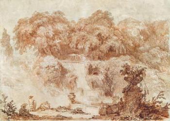 Gardens of the Villa d'Este, from the foot of the waterfall (red chalk on paper) | Obraz na stenu